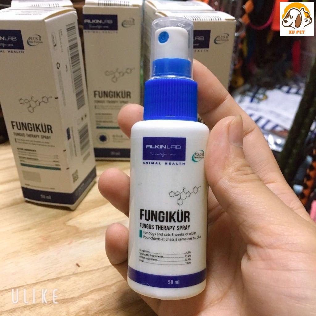 FUNGIKUR Xịt Chữa Nấm, Ve, Rận, Ghẻ, Ngứa Viêm Da Cho Chó Mèo - Alkin Fungikur 50ml