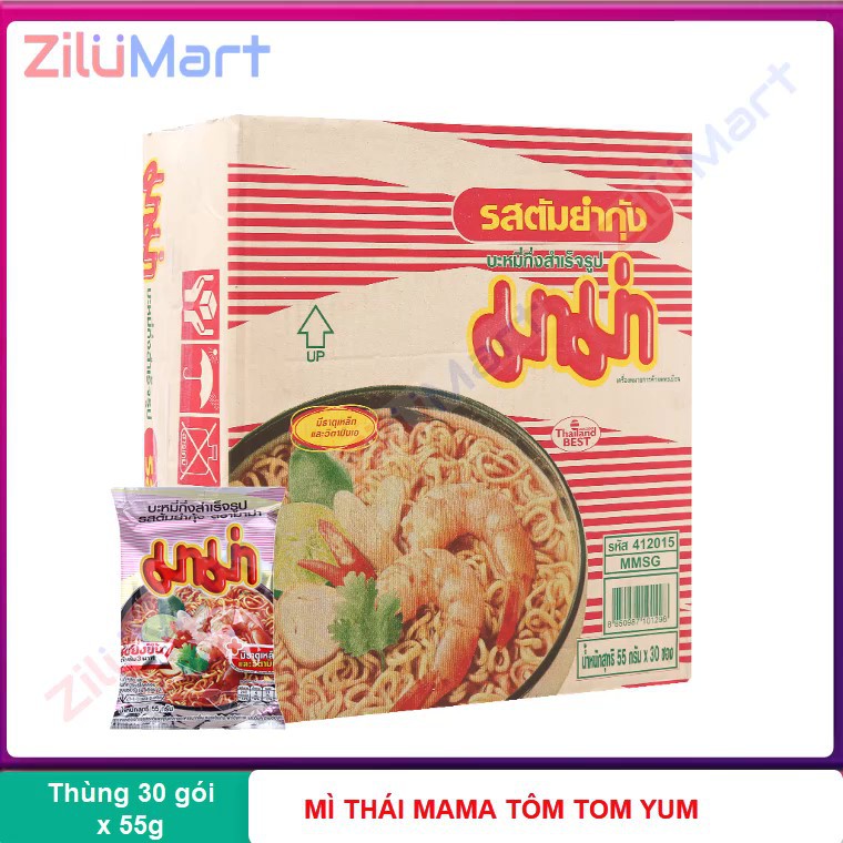 Thùng mì Thái Mama vị tôm Tom Yum 30 gói x 55g