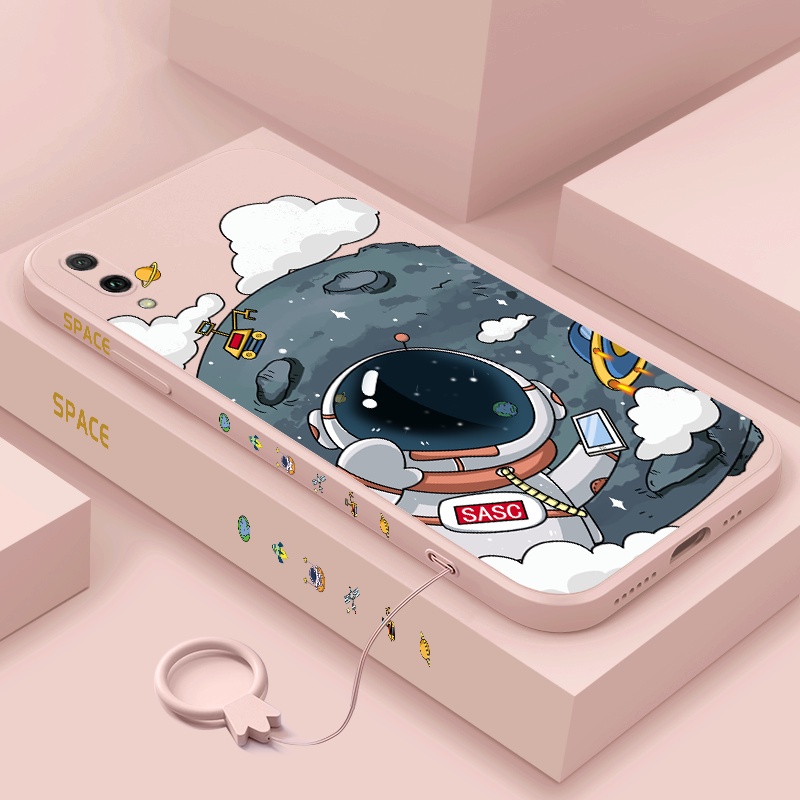 Ốp Điện Thoại silicone TPU Hình Phi Hành Gia Có Dây Đeo Cho oppo a9 2020 a5 2020