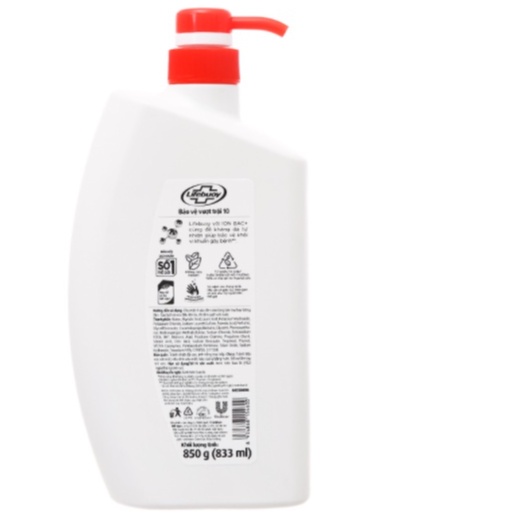 Sữa tắm Lifebuoy 833ml 2 màu đỏ - xanh dương. Bảo Vệ Khỏi Vi Khuẩn: Bảo Vệ Vượt Trội 10