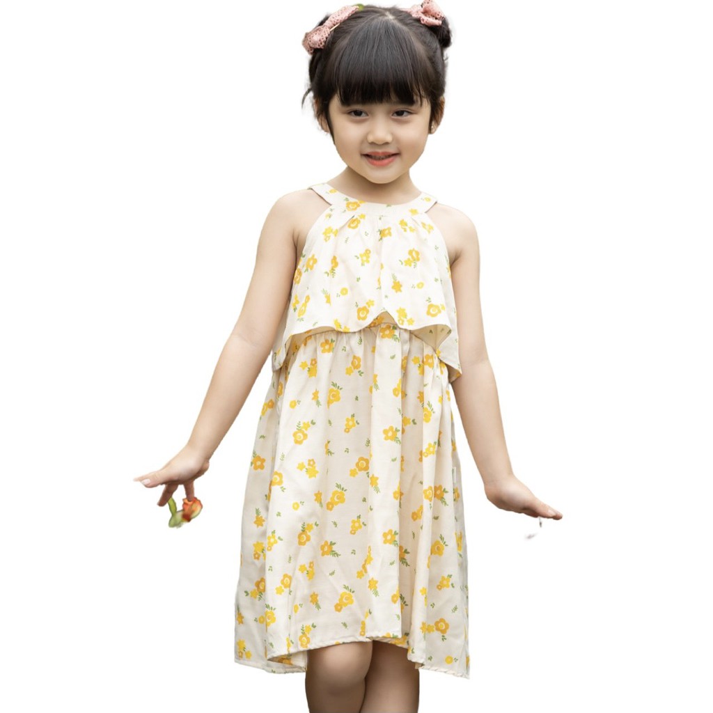 Đầm Bé Gái Chất Đũi Dáng Croptop Hai Màu Dễ Thương Doris Kids