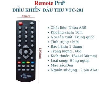 Điều khiển đầu thu vtc 19001530 - remote đầu thu vtc-t201 nhánh 1 -dùng được cho đầu chảo vệ tinh vtc v2
