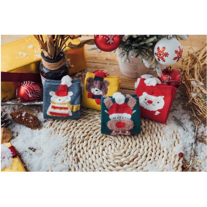 Tất Nữ Dễ Thương Làm Quà Tặng Tết 2022 - 4 đôi Gấu Khác Màu