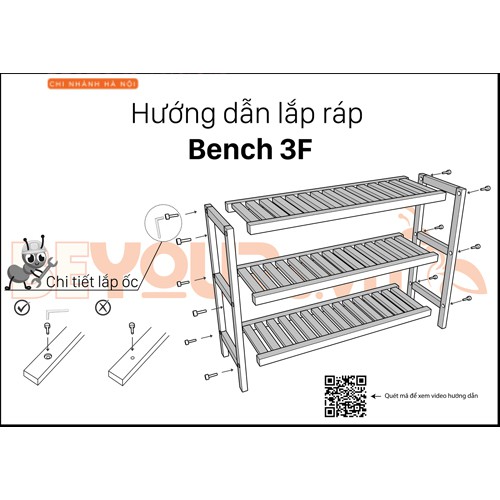 Kệ Đa Năng BEYOURs Bench 3FM Bằng Gỗ Nội Thất Kiểu Hàn Lắp Ráp