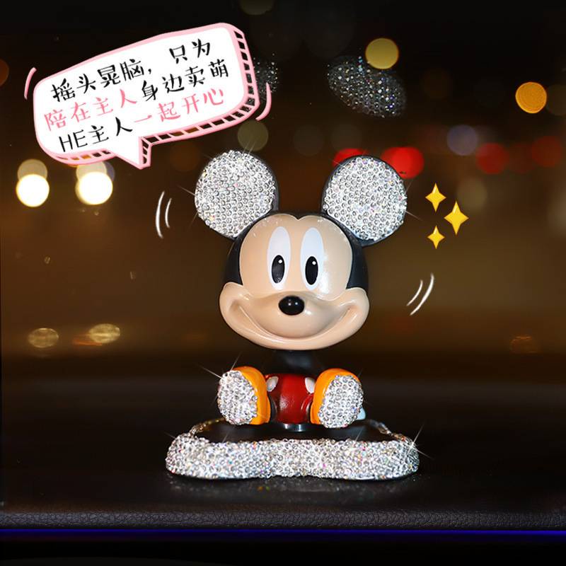 Mickey Minie Đính Đá Lắc Lư Đầu Dễ Thương Trang Trí Taplo