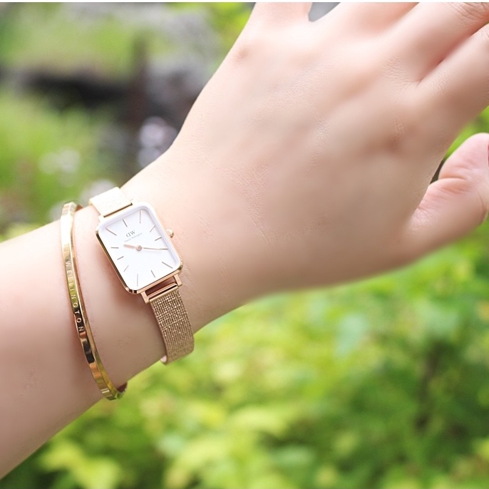 Đồng hồ nữ daniel wellington Quadro Pressed Melrose dây kim loại dw chính hãng fullbox check code