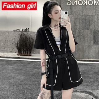 Bộ Áo Liền Quần Một Mảnh Dáng Ngắn Màu Phản Quang Phong Cách Hàn Quốc Cá Tính Cho Nữ