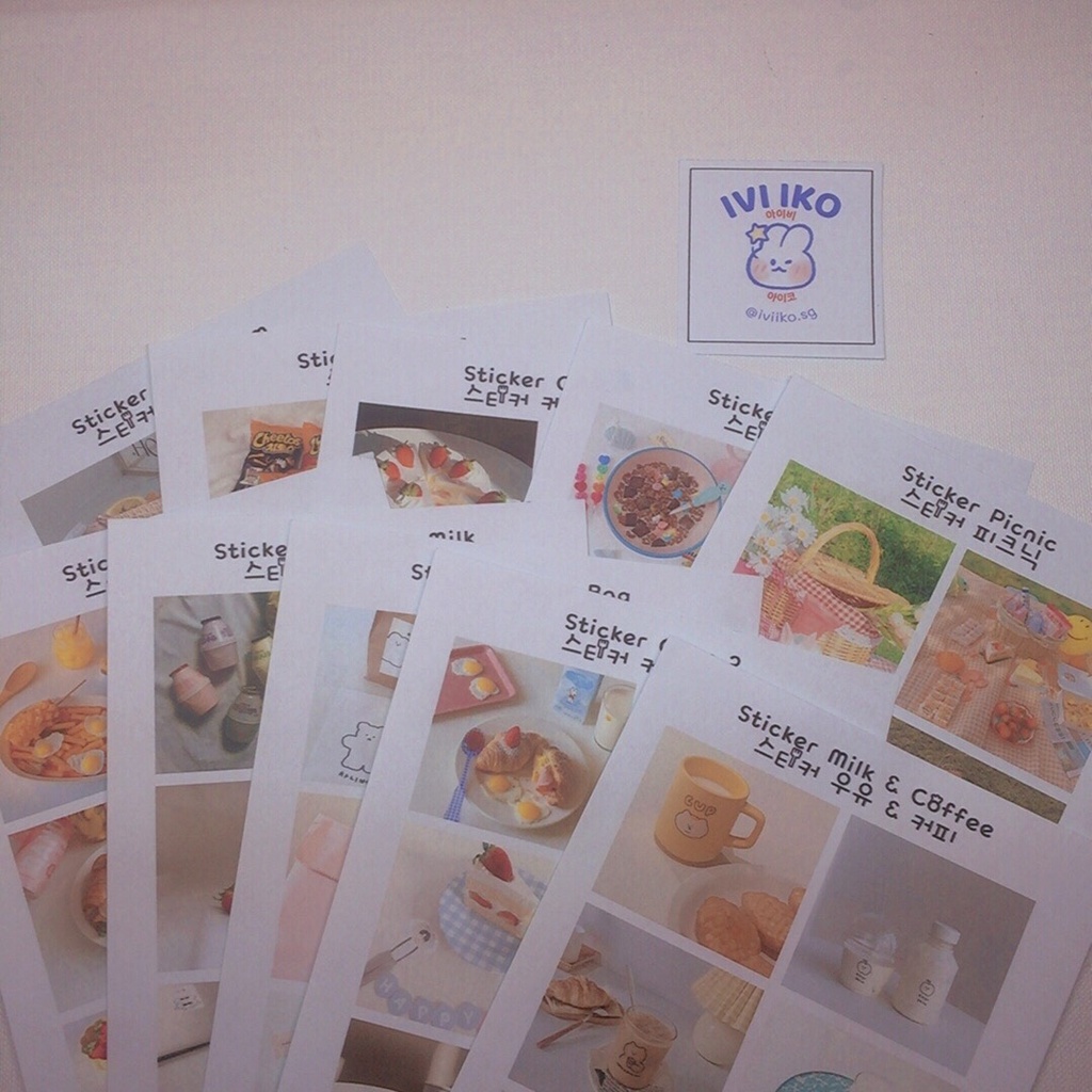 IVI IKO | Combo sticker tự cắt phong cách Hàn Quốc, trang trí sổ siêu xinh