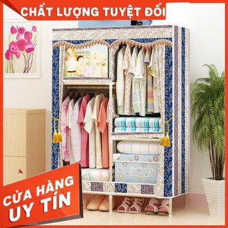 Tủ Đựng Quần Áo Vải khung gỗ 2 buồng