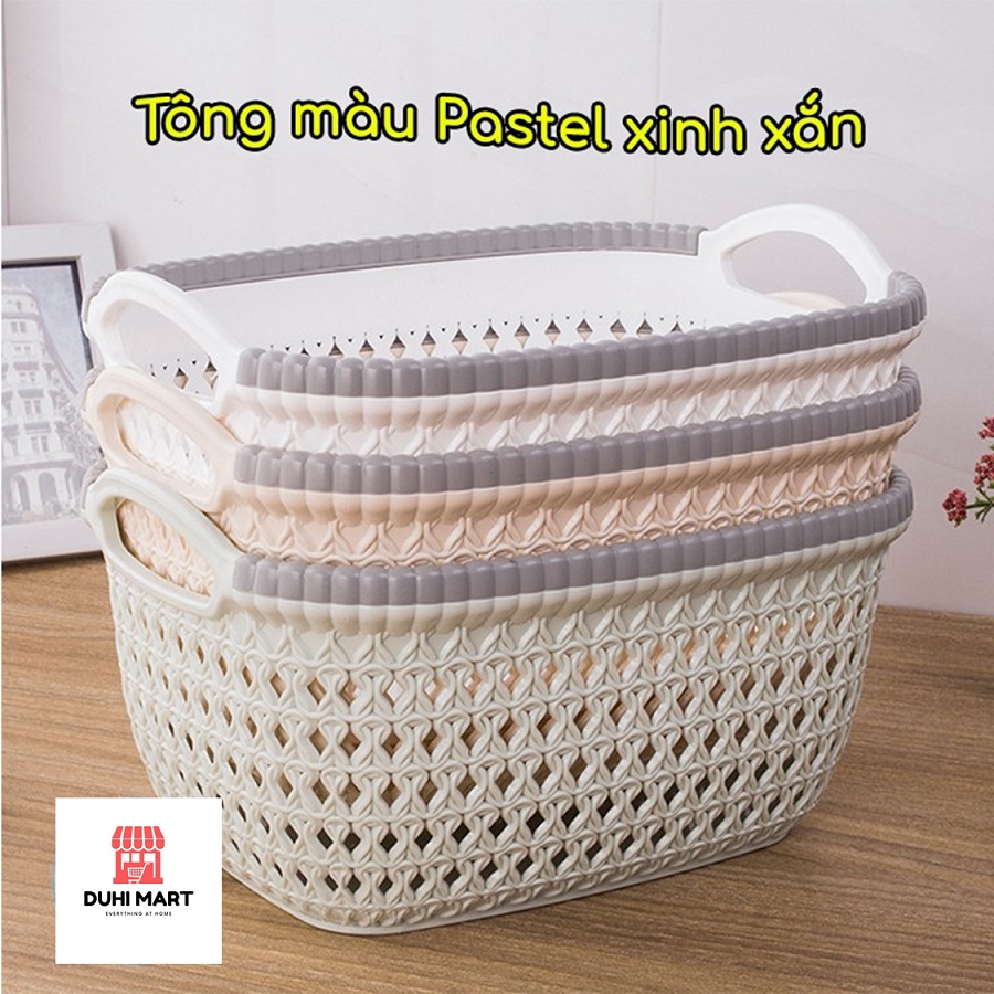 Giỏ Nhựa Giả Mây, Rổ Nhựa Đựng Đồ Đựng Hoa Quả Song Long
