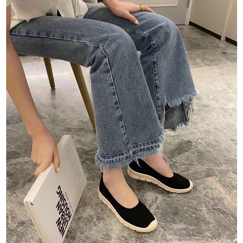 Giày slipon nữ, giày thể thao nữ đế dẻo bẻ gập cực kỳ êm chân GUUEM - GSLIP88