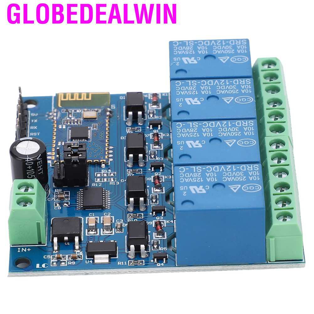 Globedealwin 12V 4 Channel Bluetooth Relay Smart Module Mobile Phone APP Remote Control for Android