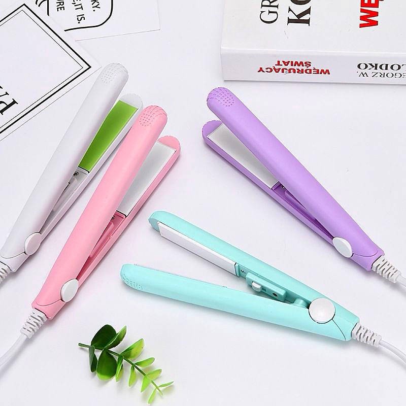 Máy Duỗi / Uốn Tóc Mini Kèm Đường Thẳng Bằng Nhựa Siêu Bền Tiện Dụng