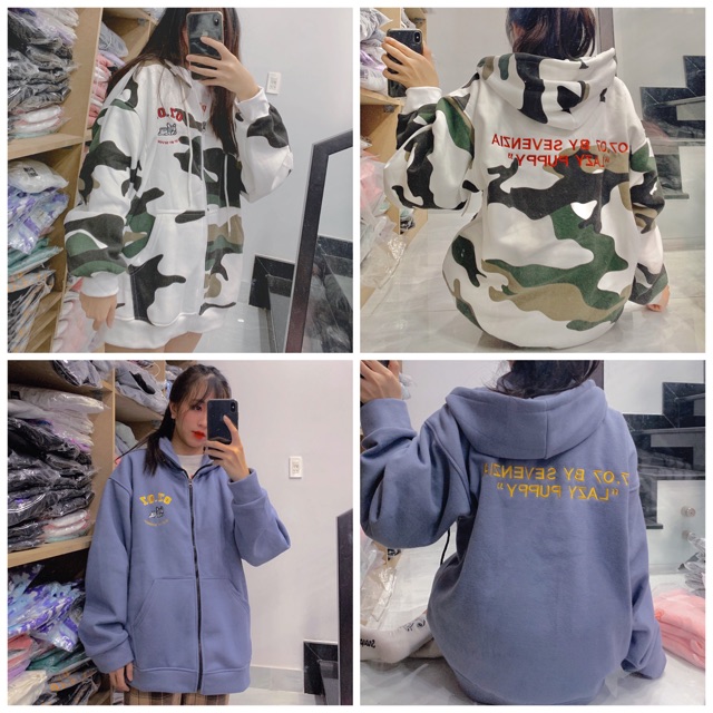 Áo Khoác Nỉ Bông Hoodie Puppy Lazy Unisex ( 3 màu )