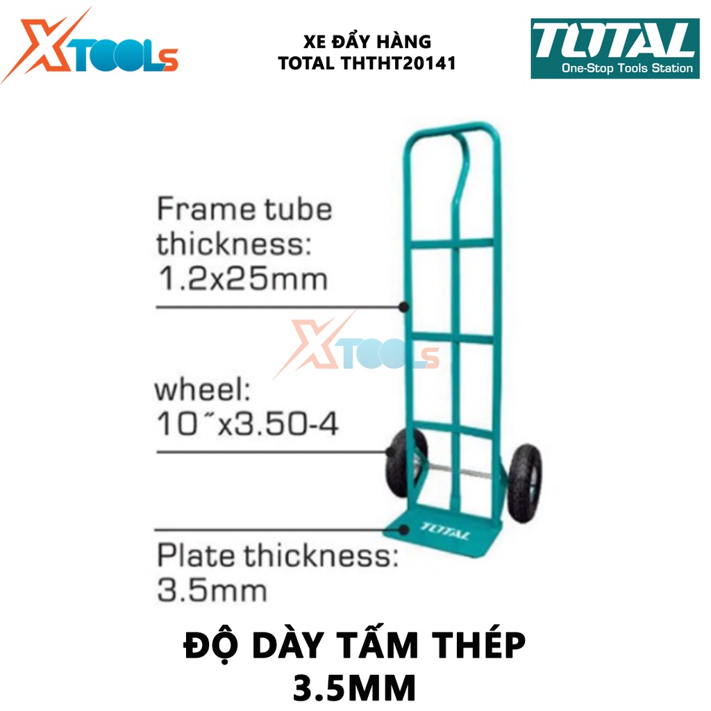 Xe đẩy hàng TOTAL THTHT20141 | xe kéo hàng Khả năng tải: 200kg Độ dày khung ống: 1.2x25mm Độ dày tấm thép: 3.5mm, dùng đ