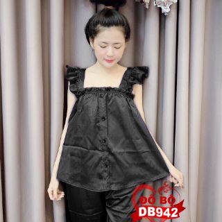 Phi bóng lửng tay bèo đính nút mặc đẹp, chất phi bóng dày dặn