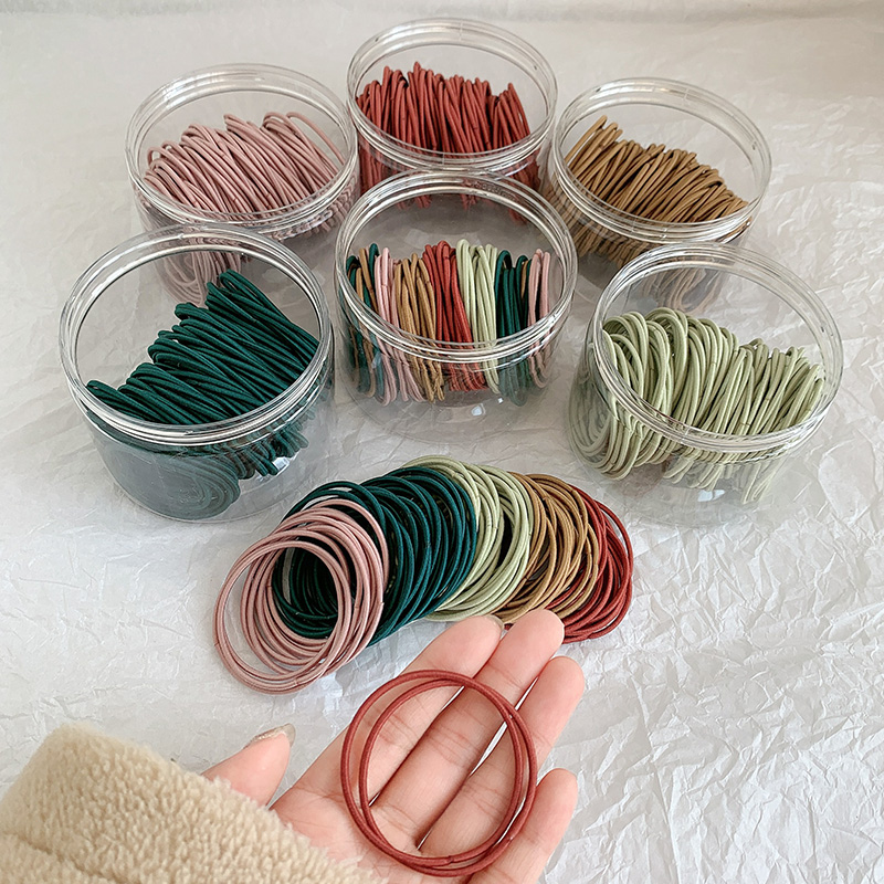 Set 100 Dây Buộc Tóc Cao Su Co Giãn Đơn Giản Thời Trang 2023