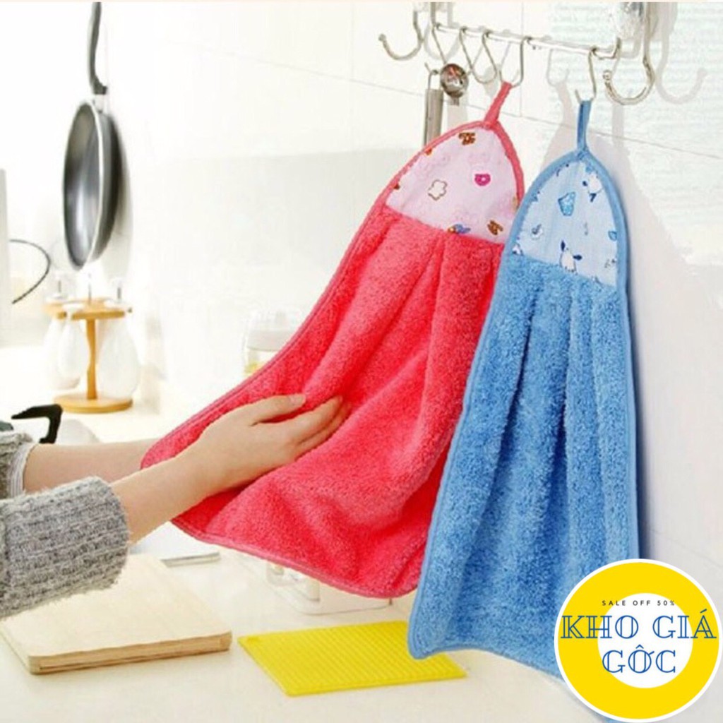 Khăn Lau Tay Cotton Lau Bát Nhà Bếp Siêu Thấm Nước Size Lớn có móc