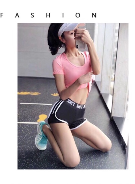 Quần đùi Pink 2 lớp tập Gym, yoga