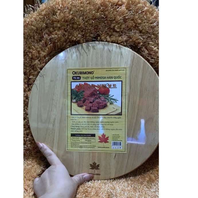 Thớt gỗ tròn Mimosa hàn quốc