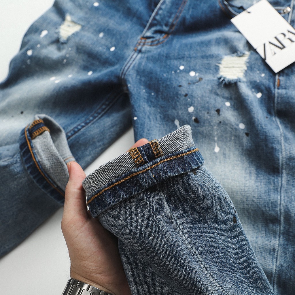 Quần Jean dài nam BROKEN JEAN ZR BLUE 210410 (Form Slimfit,chất vải co dãn,ống quần 15-18cm) | BigBuy360 - bigbuy360.vn