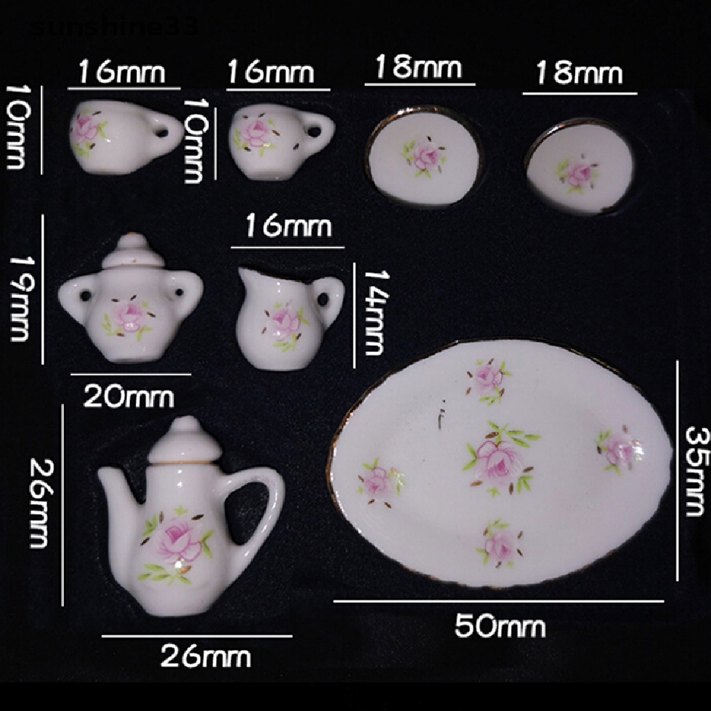 SU 8Pcs 1:12 Dollhouse Miniature Porcelain Tea Cup Plate set Dollhouse Kitchen Toy n