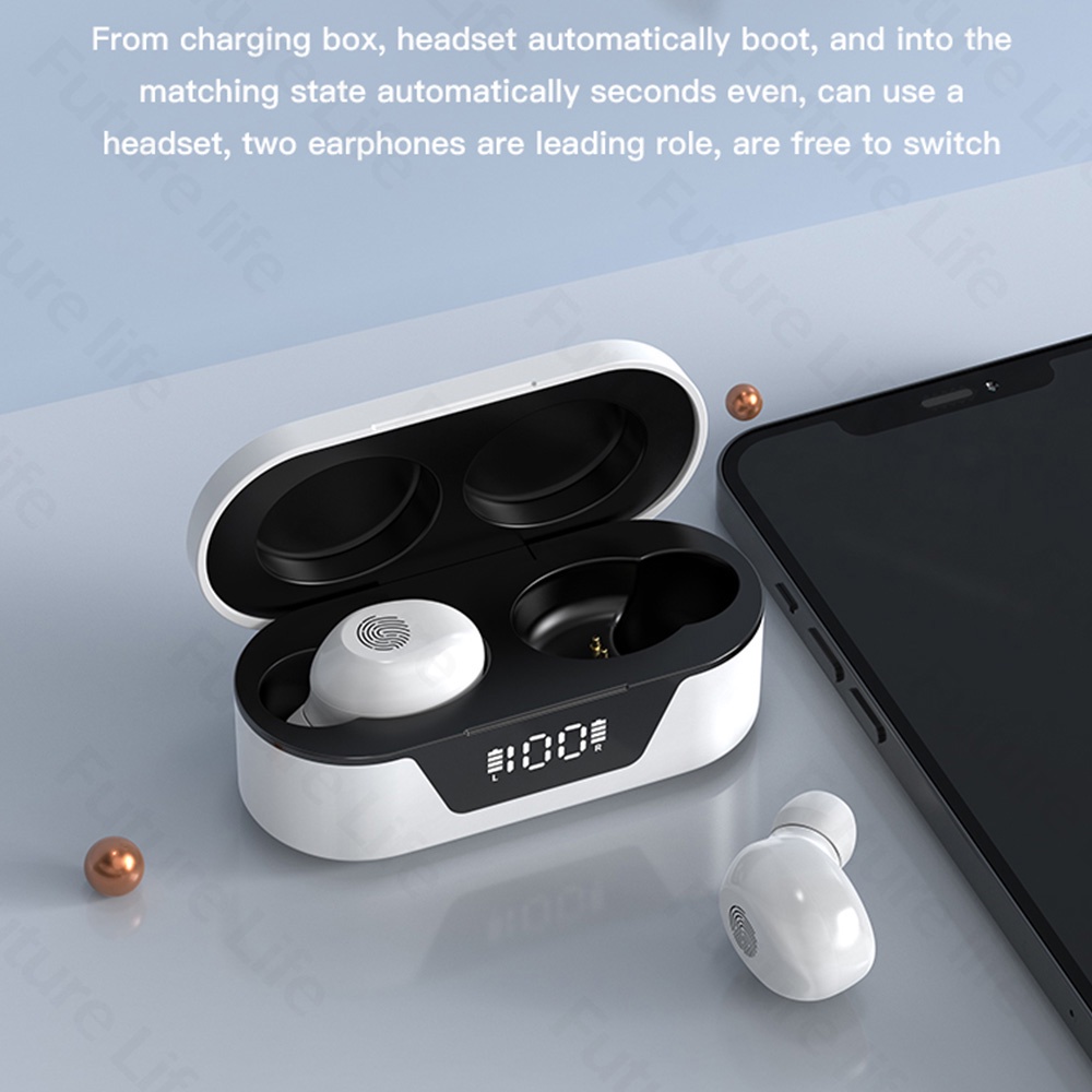 Tai nghe bluetooth 5.1 không dây âm thanh nổi 9D HD tích hợp đèn led màn hình điều khiển