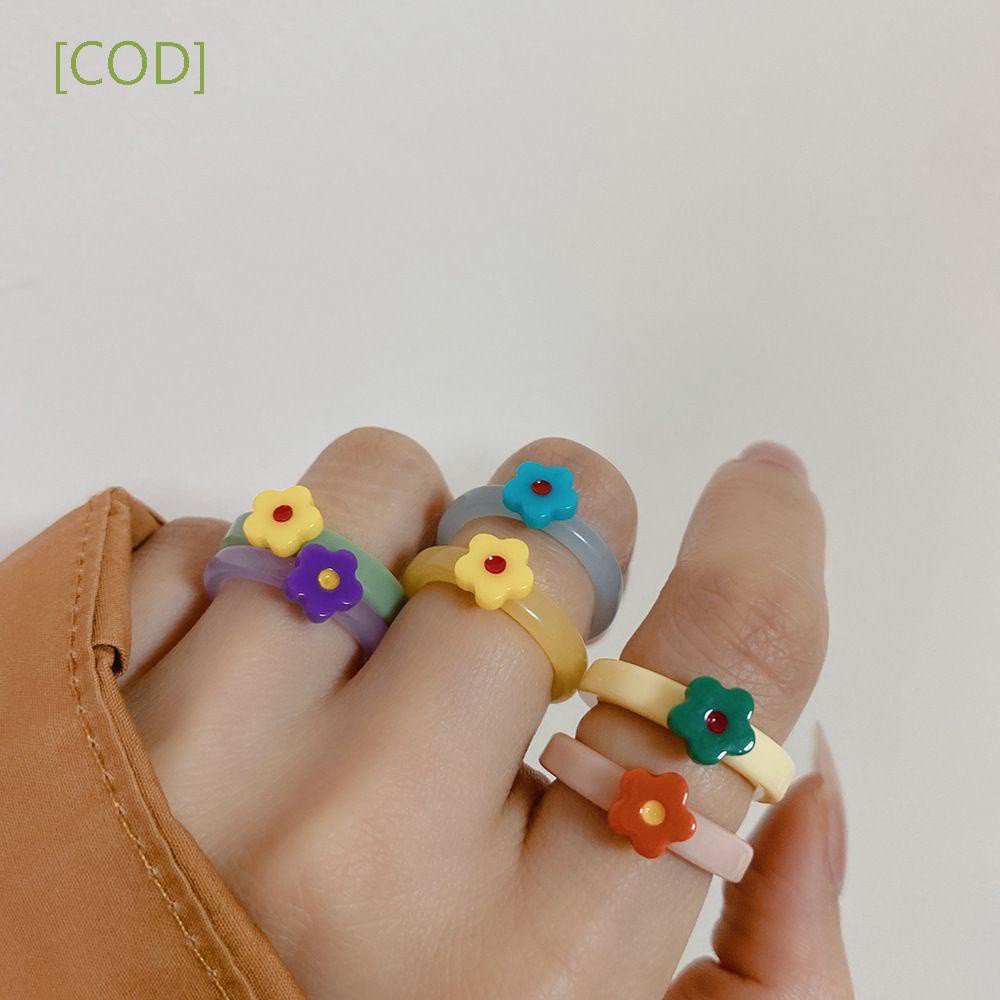 Nhẫn Nhựa Resin Acrylic Trong Suốt Hình Hoa Dễ Thương Thời Trang Hàn Quốc Cho Nữ