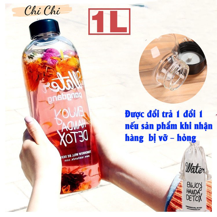 Bình nước detox dung tích lớn 1000ml tặng kèm túi đựng 1 đổi 1 khi hàng bị lỗi