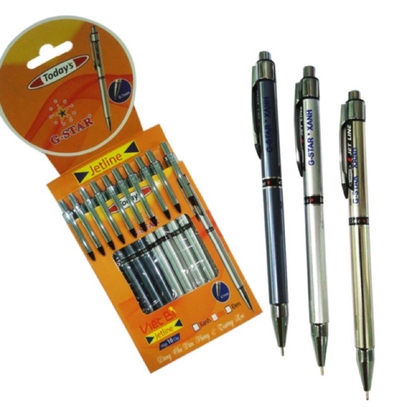 10 Bút bi bấm Jet Line G-Star mực xanh