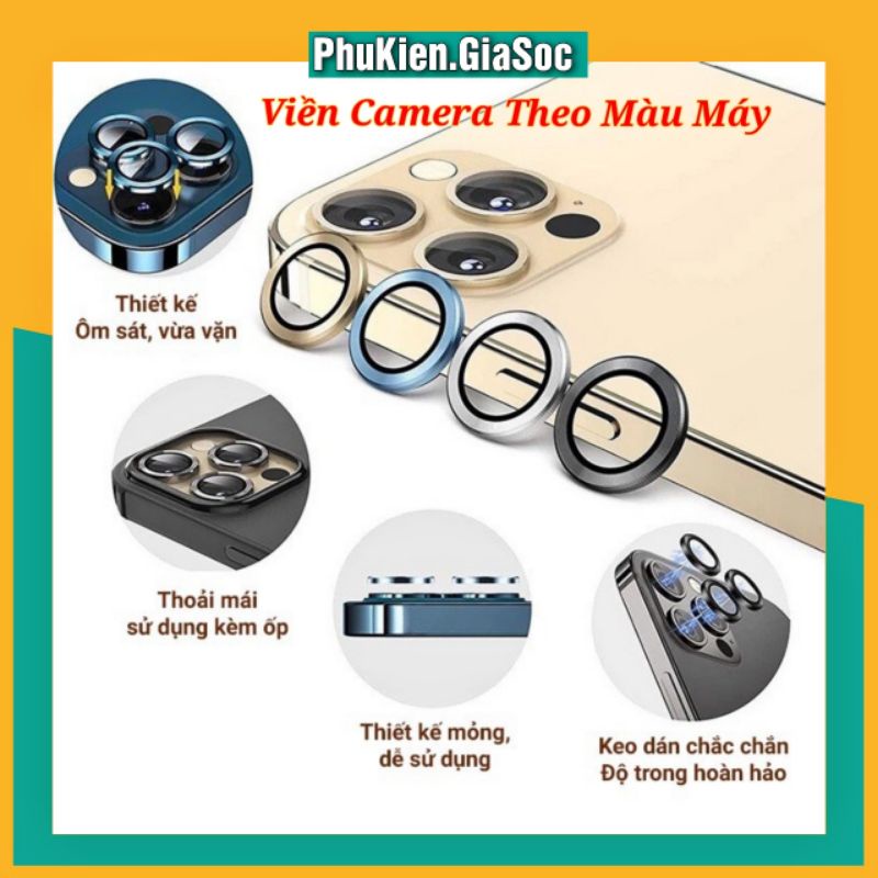 Ốp Viền Nhôm Chống Xước Bảo Vệ Camera Dành Cho Iphon Đủ Màu Theo Máy 13MINI/13/13PRO/13PROMAX