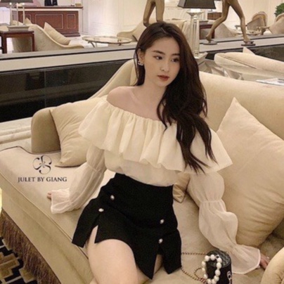 Chân váy nữ dáng chữ A đính 2 hàng cúc chất liệu tuyết mưa dày dặn cao cấp