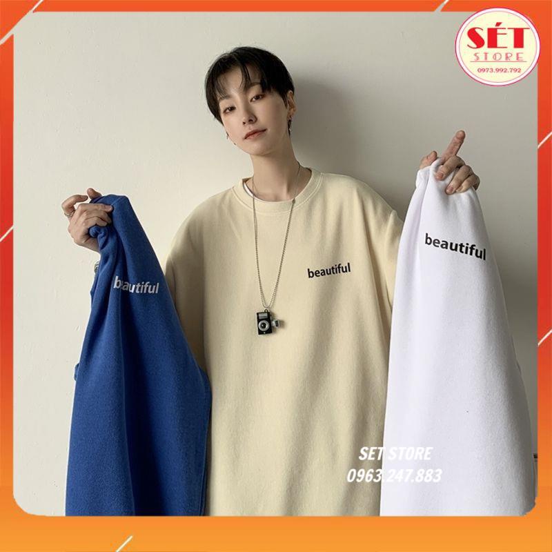 Áo thun nam cổ tròn unisex form rộng Đẹp in chữ BEAUTIFUL 💥ĐEN,TRẮNG,VÀNG,HỒNG,XANH BIỂN,