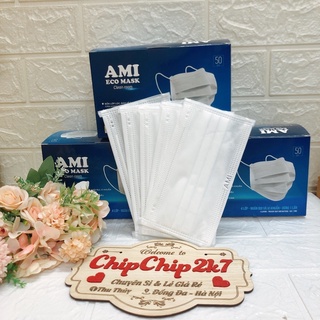 (Màu trắng)Hộp khẩu trang y tế Ami màu trắng 4 lớp 50 cái