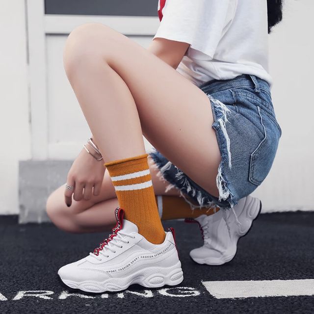 Giày sneaker nữ HAPU kiểu hàn quốc thêu chữ hot trend 2021 ( 2 màu )