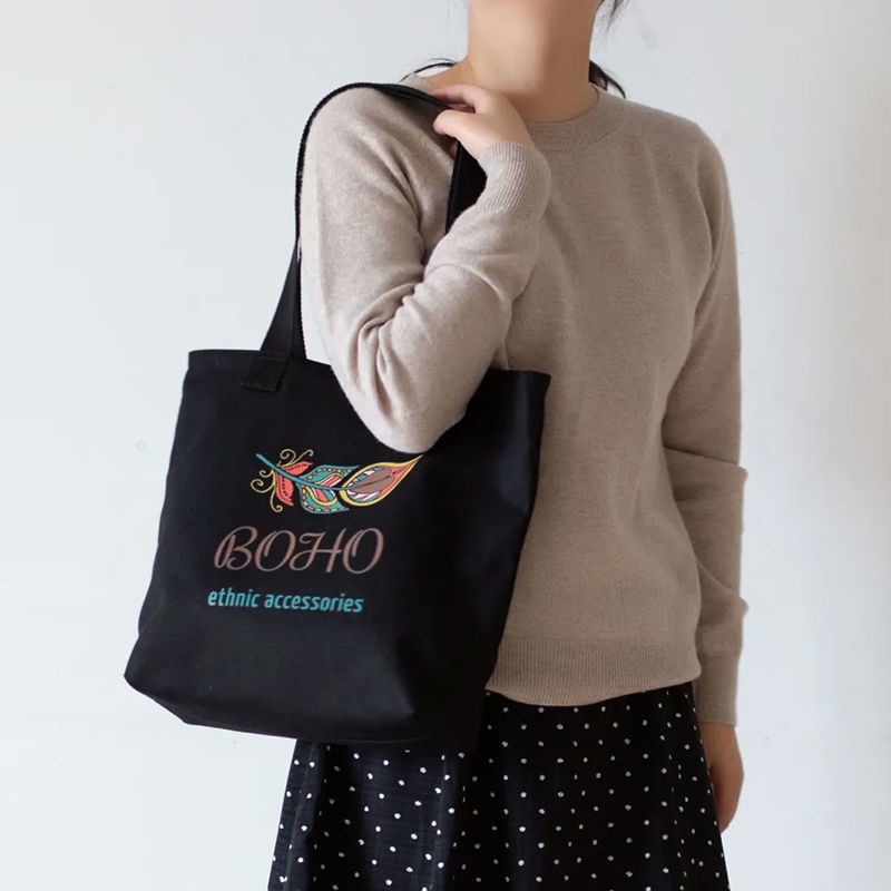 Túi Xách Vải Canvas Cỡ Lớn In Họa Tiết Đơn Giản Phong Cách Hàn Quốc Thời Trang Cho Nữ