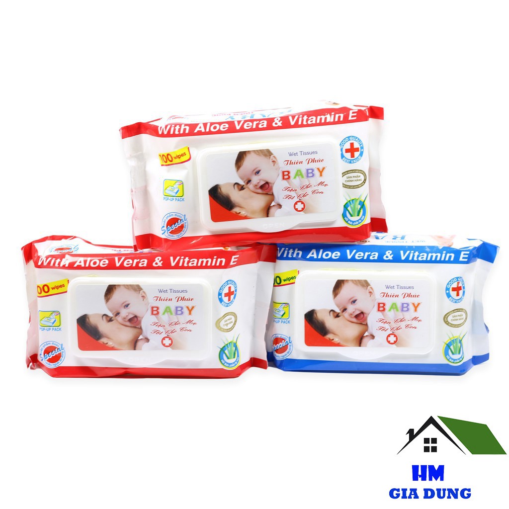 Combo 5 bịch giấy ướt baby thiên phúc 100 miếng GDB106