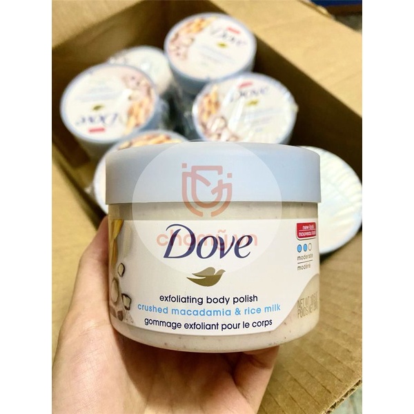 [SHIPPED USA] Bản Mỹ 298g Tẩy tế bào chết cơ thể Dove Exfoliating Body Polish Scrub Macca Sữa gạo | BigBuy360 - bigbuy360.vn