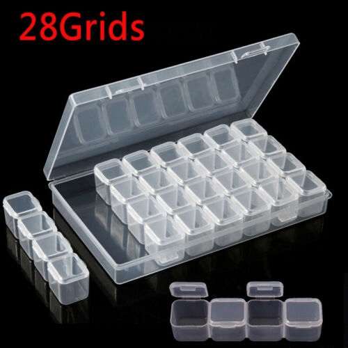 28 Grid Storage Box Practical Adjustable Plastic Case for Jewelry Display，Nail Art Tools Organizer