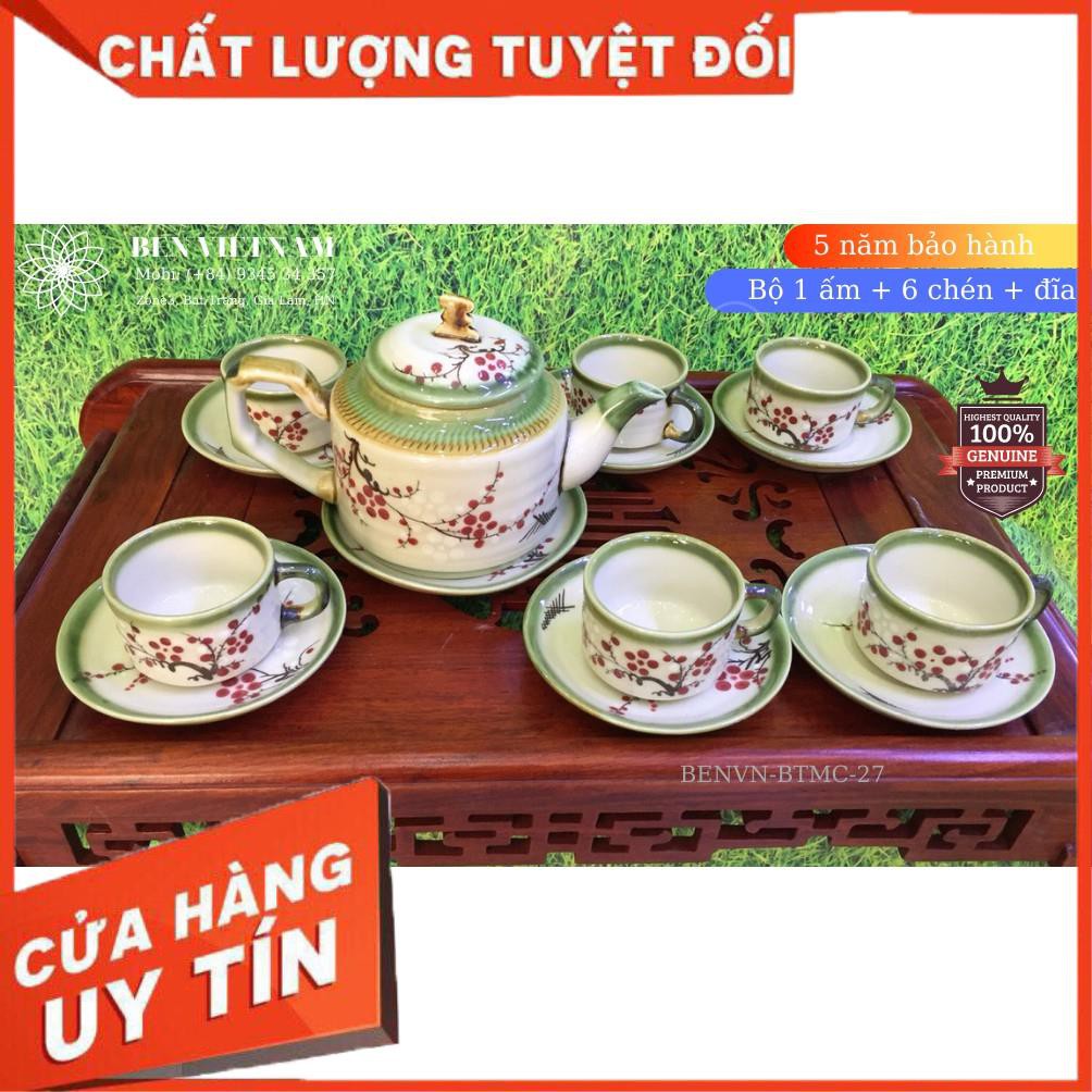 [FREESHIP] Ấm pha trà Gốm Sứ Bát Tràng Men Cổ vẽ tay cao cấp - BENVN-BTMC-27