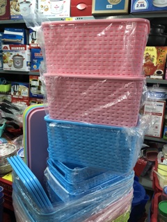 Rổ nhựa giả mây có nắp