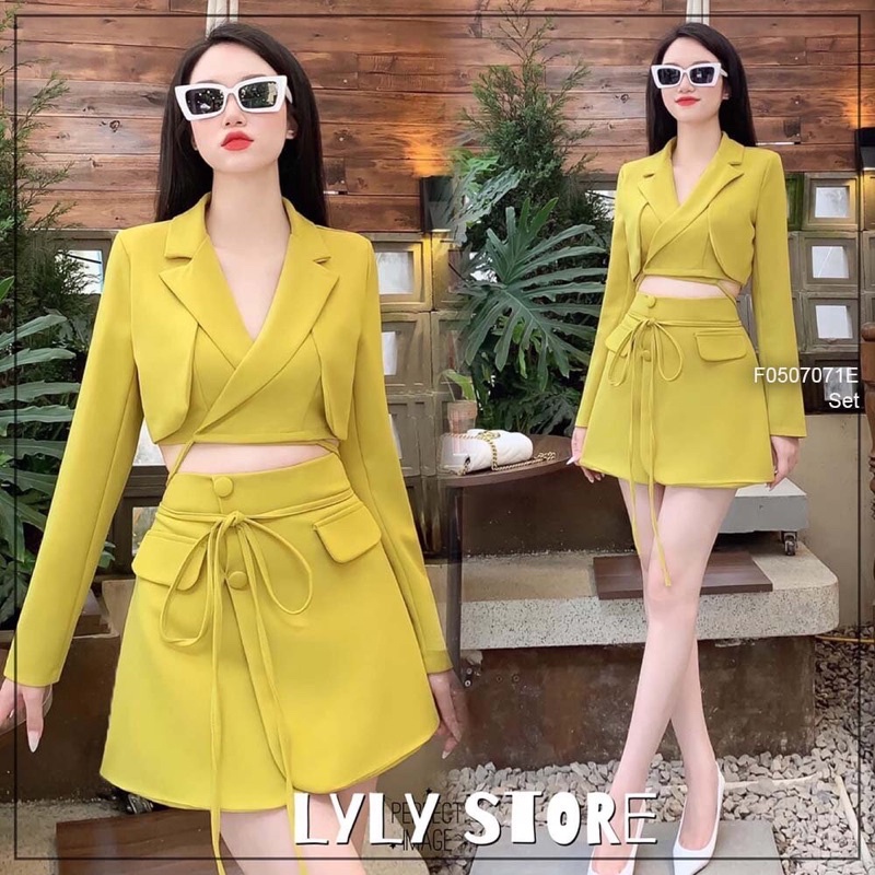 Set áo Vest dây cột eo cách tân kèm Váy có quần lót trong TT0707