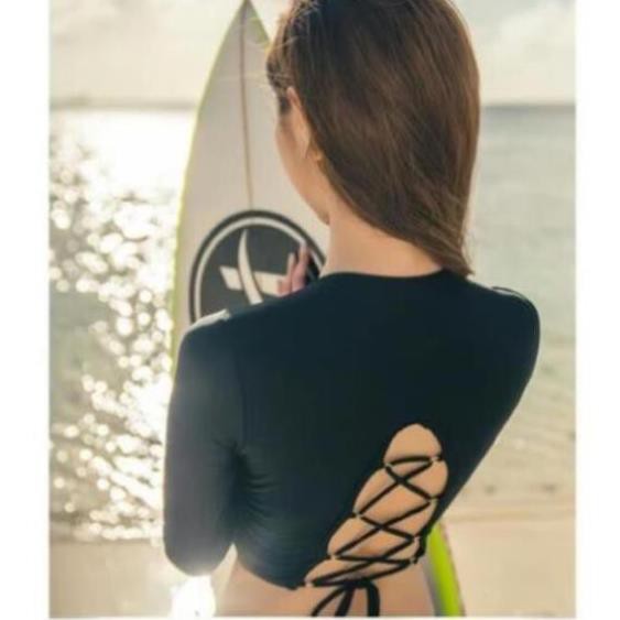 Áo Bơi/ Áo Tập/ Thể Thao Nữ Tay Dài Săn Mút Ngực (phom crotop thiết kế lưng Đan dây cực đẹp ) 👙 sexy  ྇ '  ཾ ་ | BigBuy360 - bigbuy360.vn