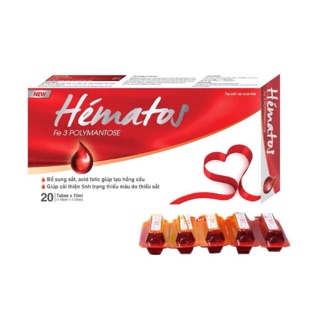 ✅ Sắt nước HÉMATOS dành cho phụ nữ mang thai và trẻ em ( hộp 20 ống )
