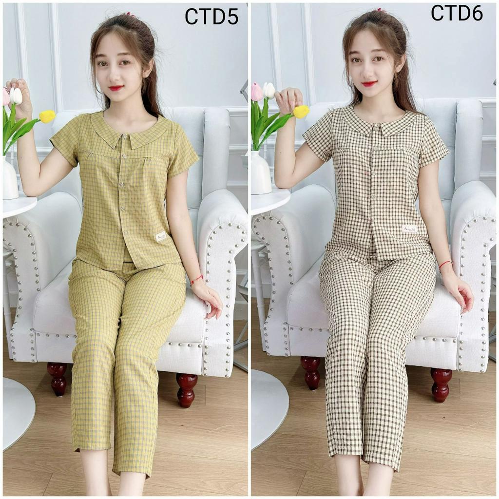(BunnySky) Đồ bộ mặc nhà, đồ bộ mặc nhà thô hàn thiết kế cổ nhọn đơn giản mà đẹp
