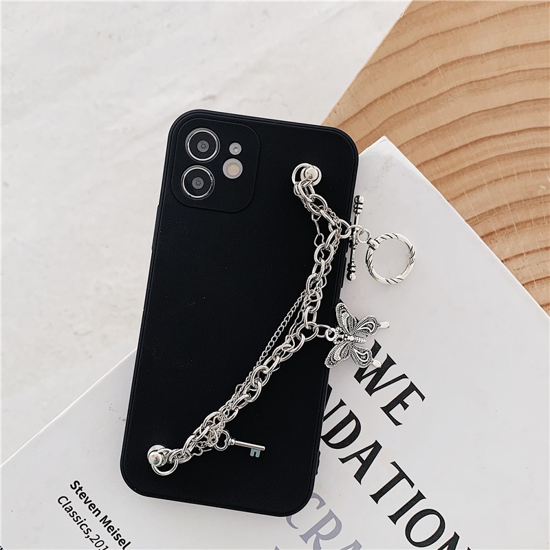 Ốp Điện Thoại Tpu Họa Tiết Bươm Bướm Phối Dây Xích Cho Iphone 12 11 Pro Xs Max Xr 7 8 Plus Se2 | BigBuy360 - bigbuy360.vn