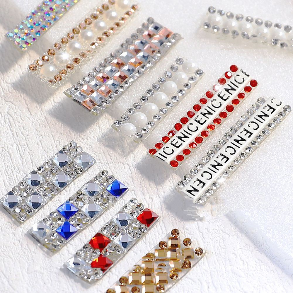 [Hàng mới về] Miếng dán đính đá pha lê ngọc trai trang trí móng tay nhiều màu sắc lấp lánh phong cách Nhật Bản