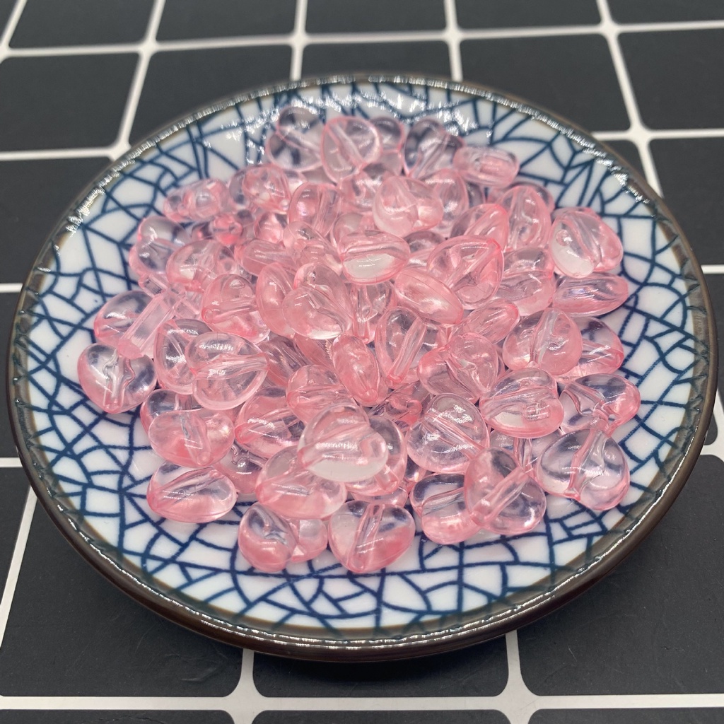 Bộ 60 hạt nhựa acrylic trong suốt 10mm hình trái tim dùng làm trang sức DIY-30