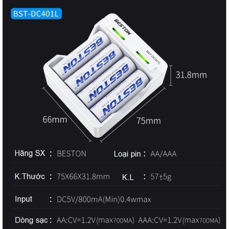 Pin sạc BESTON AA AAA, Sạc pin chính hãng BESTON  (BẢO HÀNH 1 NĂM)