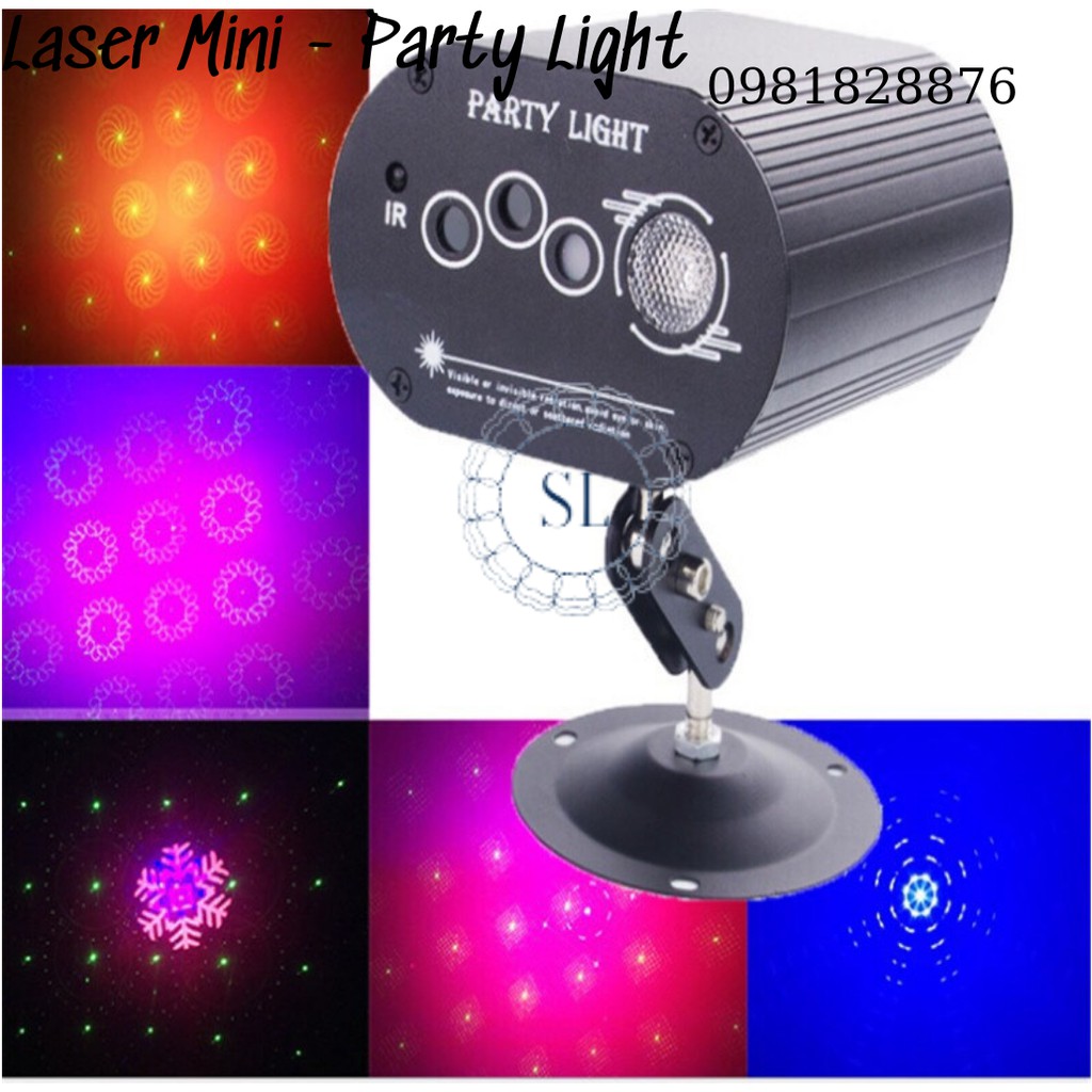 Đèn Laser Mini 3 Mắt - Party Light. Chuyên đèn Karaoke, Bar, Bay Phòng.